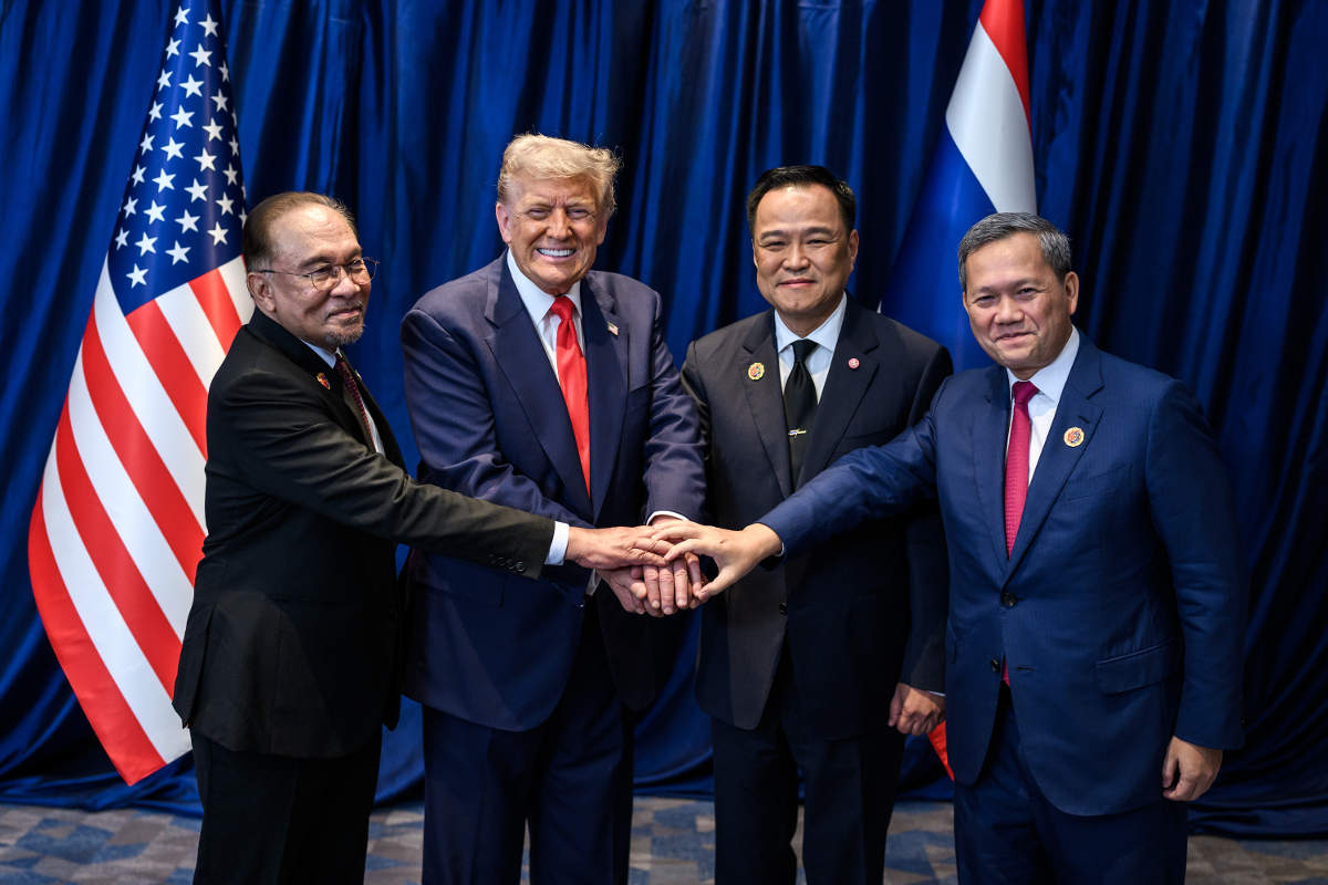 Anutin with Anwar Ibrahim, Donald Trump and Hun Manet Anutin with Anwar Ibrahim, Donald Trump and Hun Manet