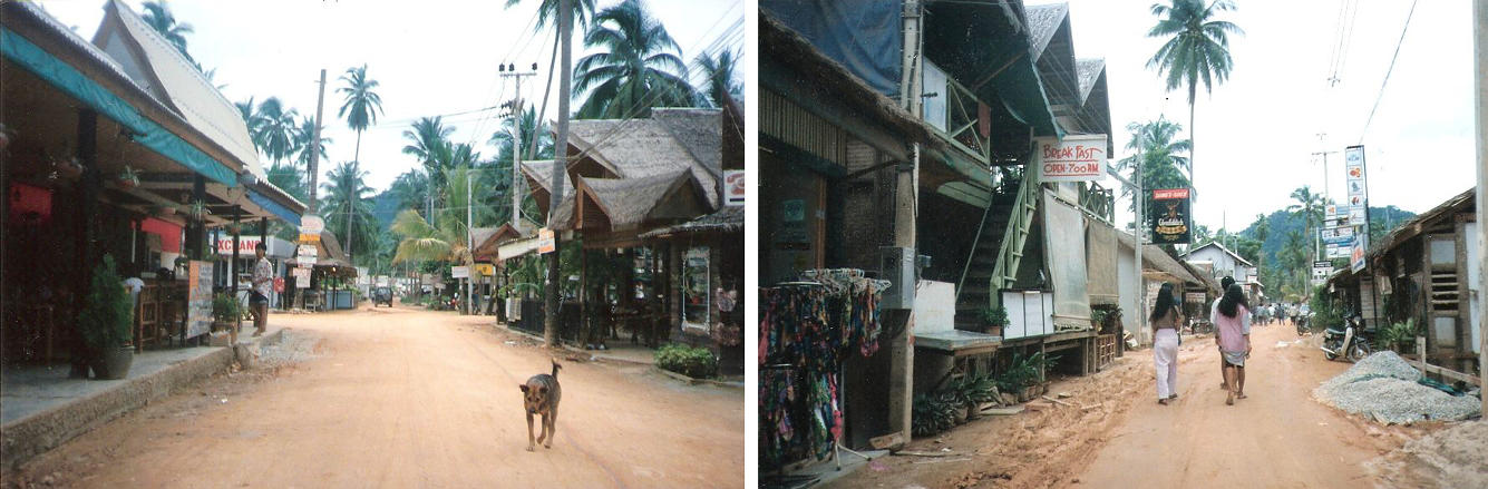 The beach road in Lamai in 1991 The beach road in Lamai on Koh Samui in 1991