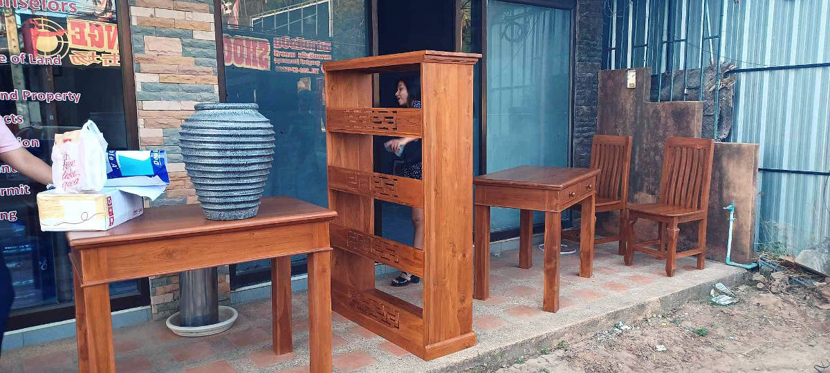 Some of the wooden furniture we bought for the office The wooden furniture we bought for our office